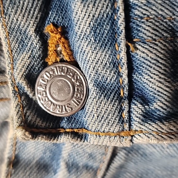 LEVI CASUAL BOHEMIAN VINTAGE SOUTHWESTERN 90's MIDI BLUE JEAN DENIM MINI SKIRT - Picture 14 of 16